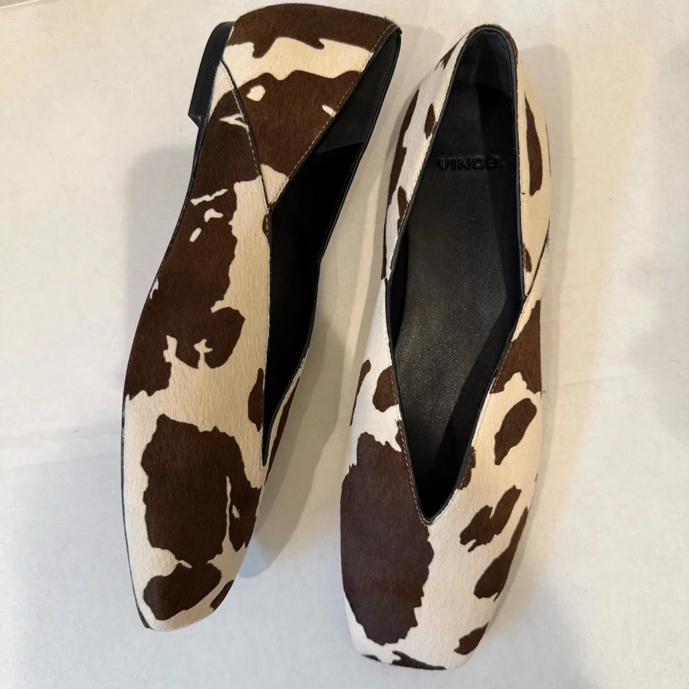 Vince Carmen Haircalf Flats | Cow Print | Size 6 | NWOB